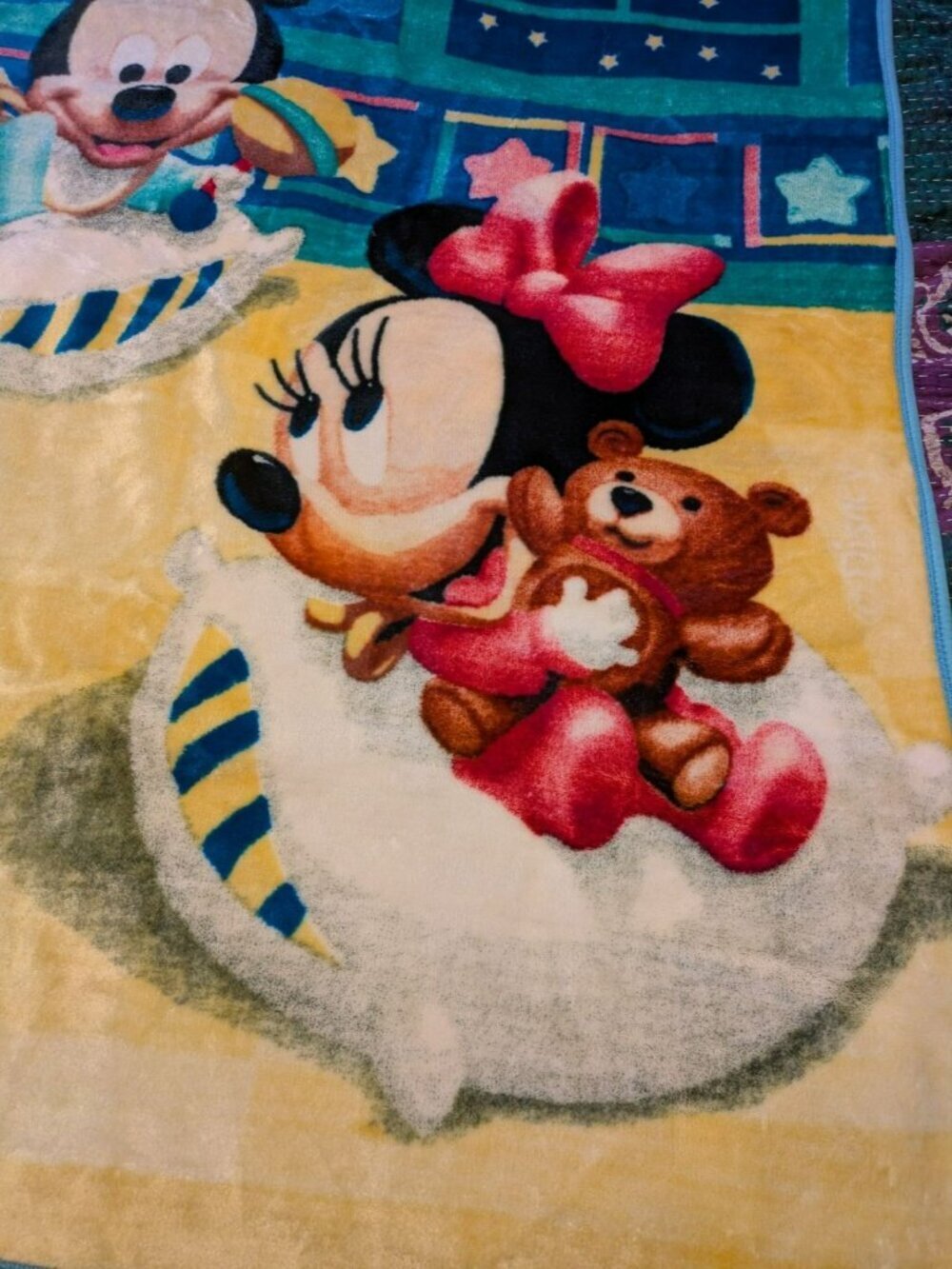 Colap Disney Baby Blanket 60x40 Mickey & Minnie Mouse Bear Sleep Cute - Picture 7 of 10